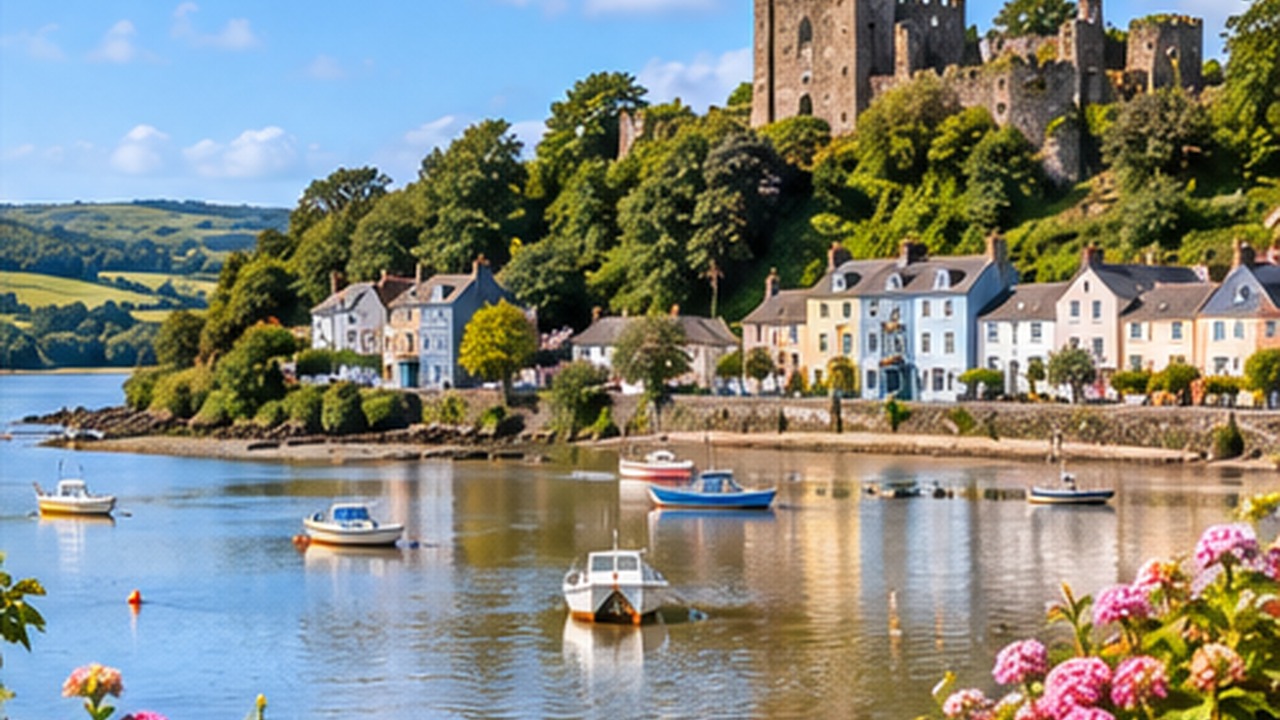 Laugharne and estuary in Carmarthenshire