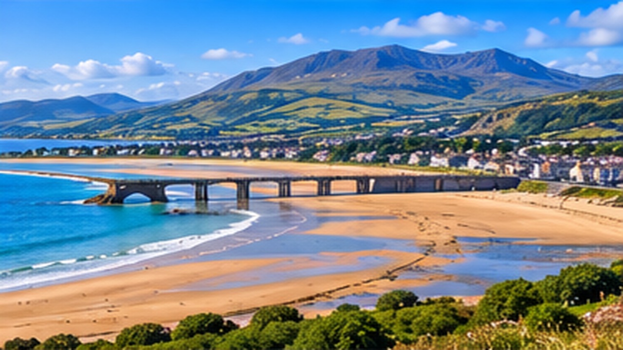 Barmouth beach and mountains