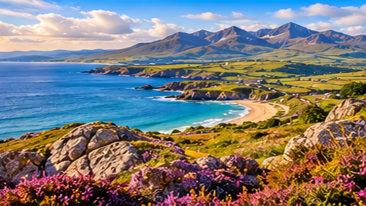 Coast and mountain scenery in North Wales