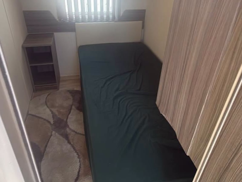 Additional sleeping area inside the Criccieth caravan