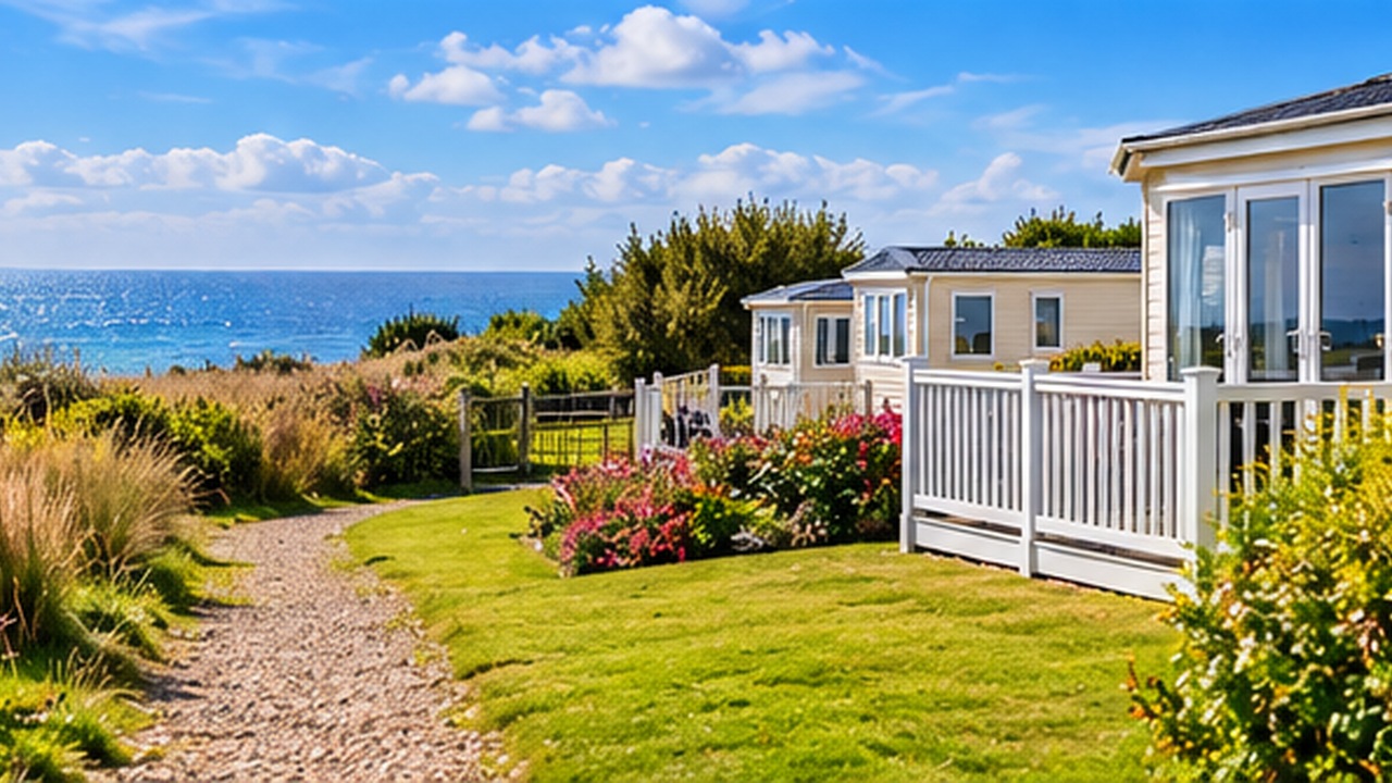Static caravan holiday park near a Welsh beach