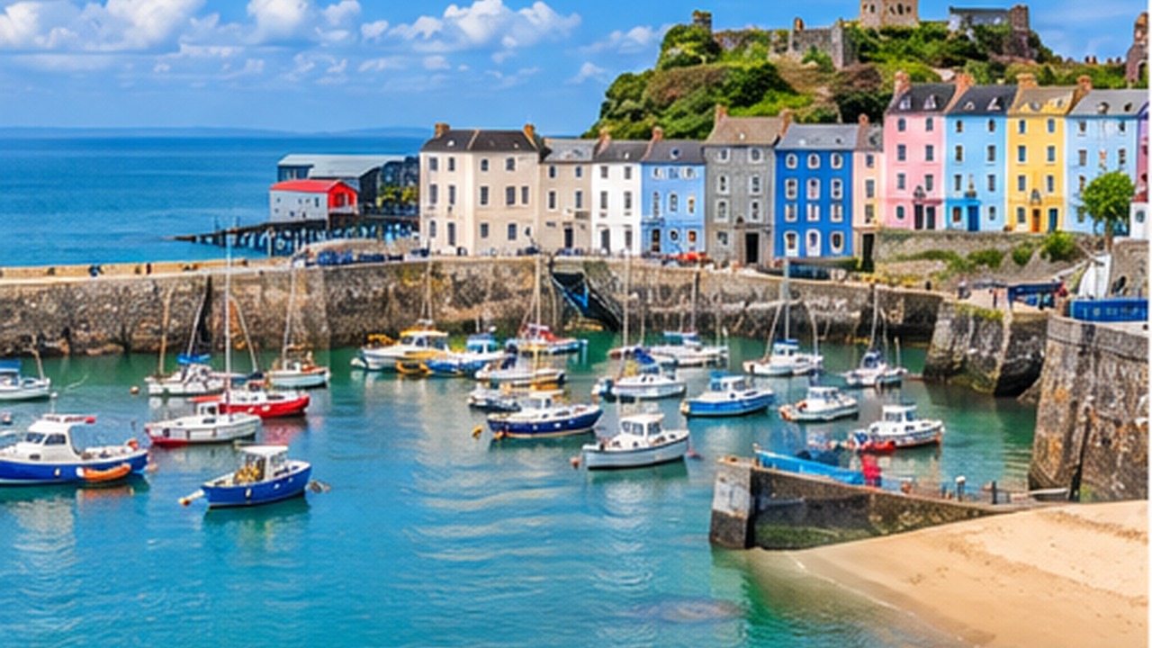 Tenby harbour and historic old town
