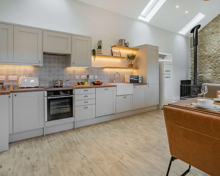 Modern kitchen at The Welsh Barn