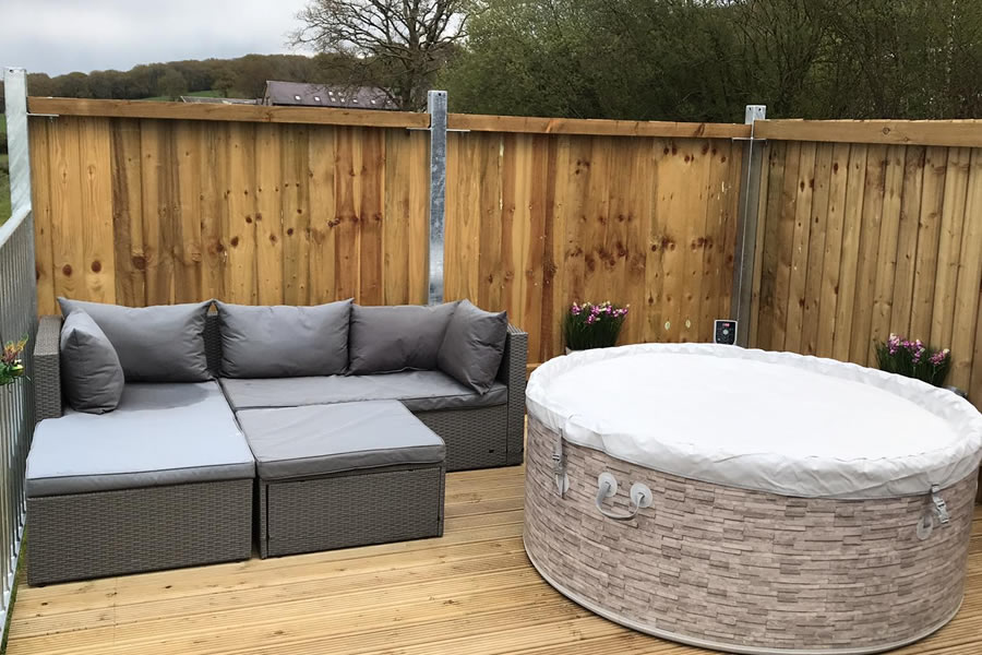 Private hot tub at Towy Valley Pod
