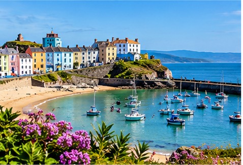 Tenby harbour and beach